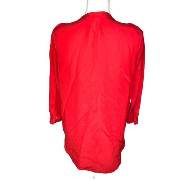 Madewell Red Silk 3/4 Sleeve Button Blouse - Small - Picture 5 of 8